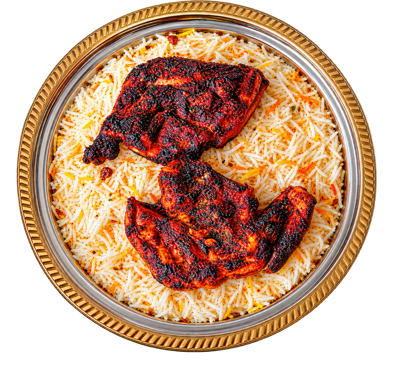 Alfaham mandhi platter with grilled chicken